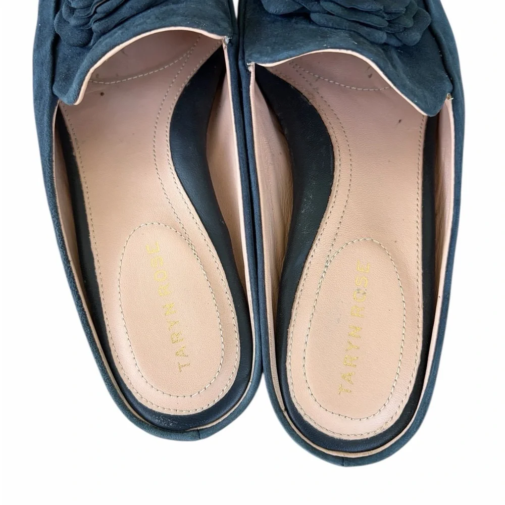 Taryn Rose Blythe navy suede mule with rosette detail. - Picture 6 of 8